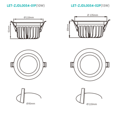 IP23 Recessed waterproof downlight nput Voltage:220V-240V  Size:110*61mm/135*69mm  Cut out:95mm/110mm  CRI≥92  Color tolerance≤4SDCM  CCT:2700K/3000K/3500K/4000K/5000K